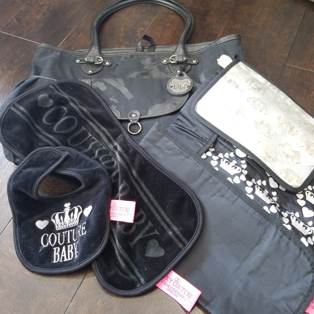 Juicy Couture Black Diaper bag set used ge…